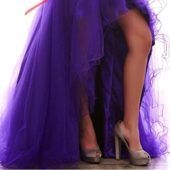 Cassandra stone Size 4 Purple Ball Gown High Low Prom Dress - Picture 4 of 8